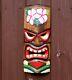 Wooden TIKI Mask Wall Hanging Large 30cm Handcarved Painted Tiki Bar Garden Pub
