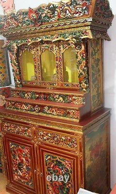 Wooden Tibetan Hand Crafted Buddhist Praying Cup Board (Chhosum)