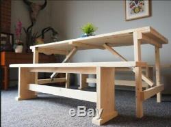 Wooden Trestle Table Folding Table reclaimed scaffold board