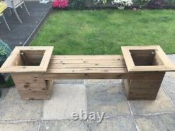 Wooden Two Person Garden Bench With planters