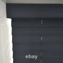 Wooden Venetian Blind Black Real Wood Fully Made To Measure 50mm Slats