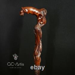 Wooden Walking Stick Cane Hand carved Mermaid D Siren girl crafted for men