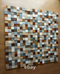 Wooden Wall Art, Hand Made, multi coloured, 3D Blocks, pine wood