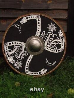 Wooden hand art Viking Battle Shield Fenrir Norse Shield