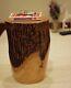 Wooden small side table stool lamp plant stand. Rustic Bark Drum. Choice 3 sizes